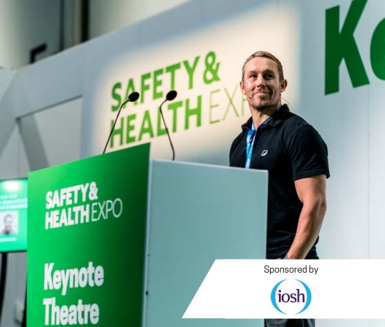Jonny Wilkinson on stage in the Keynote Theatre at Safety & Health Expo 2019